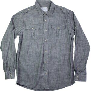 Overdrive Clothing Men's Grey Cotton Woven Casual Button Up Shirt